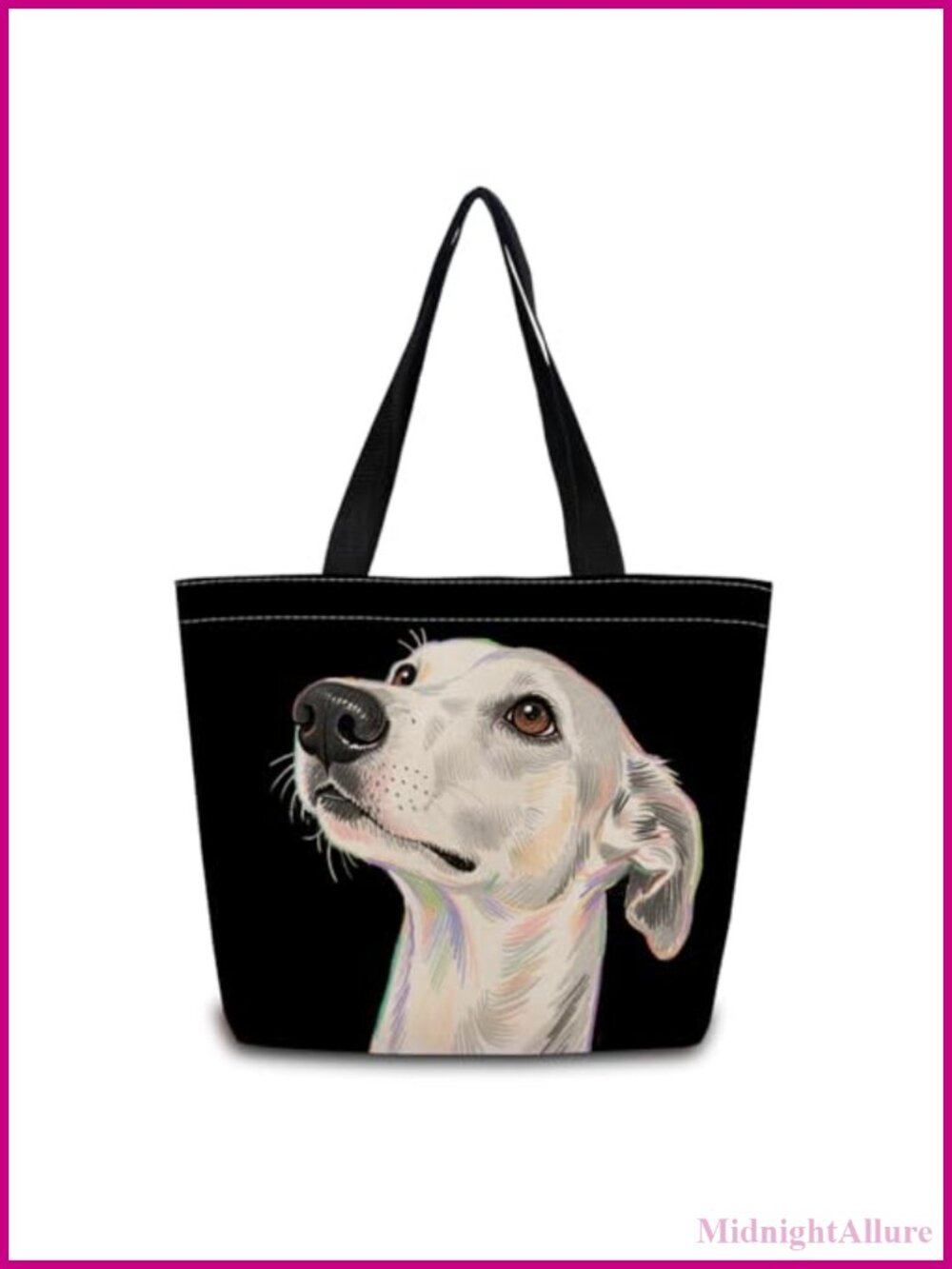 Greyhound Graphic Print Polyester Tote Bag Reusable Shoulder Carryall